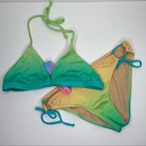 Reef Girls Bikini Set Green Ombre Size 14 NWOT